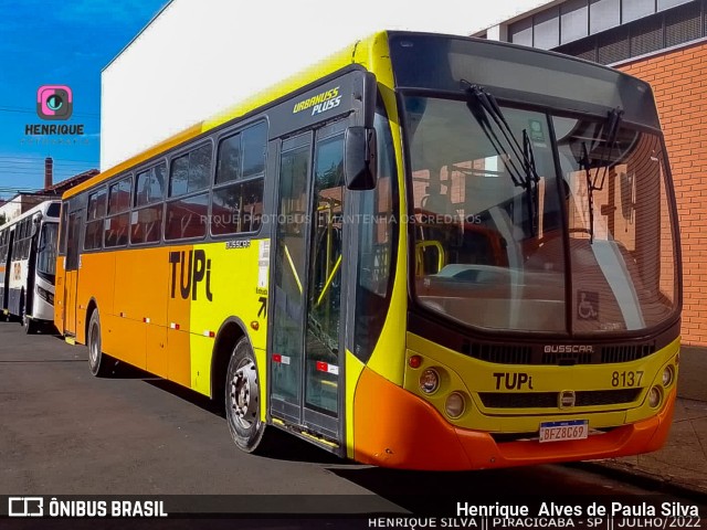 TUPi Transportes Urbanos Piracicaba 8137 na cidade de Piracicaba, São Paulo, Brasil, por Henrique Alves de Paula Silva. ID da foto: 10249515.