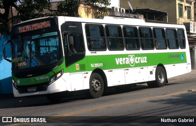 Viação Vera Cruz RJ 205.011 na cidade de Rio de Janeiro, Rio de Janeiro, Brasil, por Nathan Gabriel. Número da foto: #10254887.