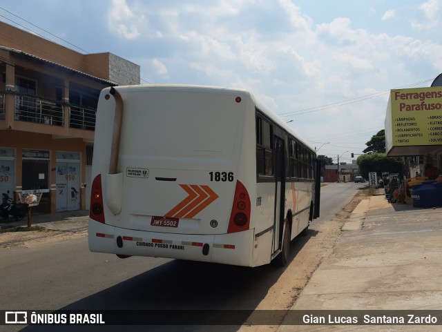 Transvida Transporte Coletivo 1836 na cidade de Ji-Paraná, Rondônia, Brasil, por Gian Lucas  Santana Zardo. ID da foto: 10252697.