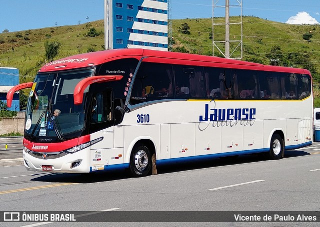 Auto Viação Jauense 3610 na cidade de Aparecida, São Paulo, Brasil, por Vicente de Paulo Alves. ID da foto: 10254337.