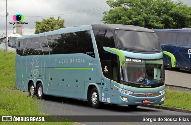 Viação Garcia 8412 na cidade de Campinas, São Paulo, Brasil, por Sérgio de Sousa Elias. ID da foto: 10256604.