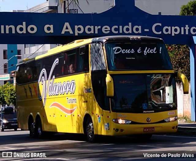 Vilanova Turismo 3008 na cidade de Aparecida, São Paulo, Brasil, por Vicente de Paulo Alves. Número da foto: #10261390.