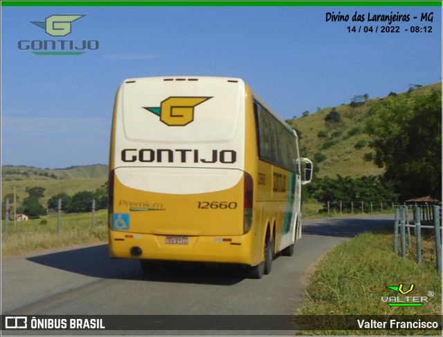 Empresa Gontijo de Transportes 12660 na cidade de Divino das Laranjeiras, Minas Gerais, Brasil, por Valter Francisco. Número da foto: #10334840.