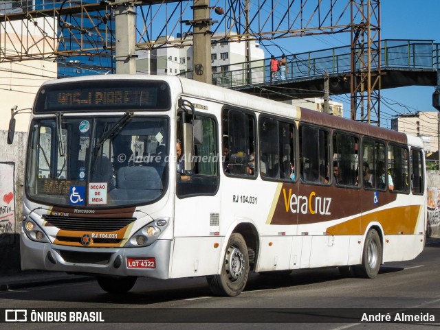 Auto Ônibus Vera Cruz RJ 104.031 na cidade de Duque de Caxias, Rio de Janeiro, Brasil, por André Almeida. ID da foto: 10366541.