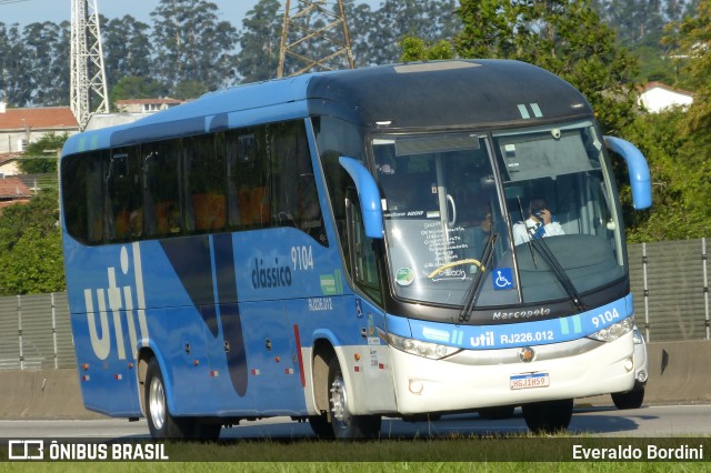 UTIL - União Transporte Interestadual de Luxo 9104 na cidade de São José dos Campos, São Paulo, Brasil, por Everaldo Bordini. Número da foto: #10366533.
