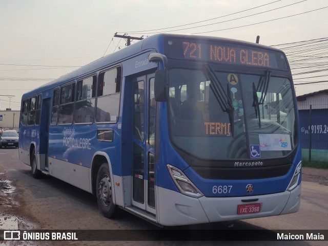SOPAL - Sociedade de Ônibus Porto-Alegrense Ltda. 6687 na cidade de Porto Alegre, Rio Grande do Sul, Brasil, por Maicon Maia. Número da foto: #10366825.