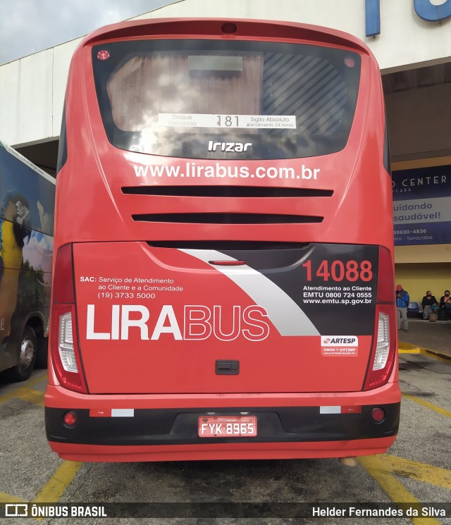 Lirabus 14088 na cidade de Sorocaba, São Paulo, Brasil, por Helder Fernandes da Silva. ID da foto: 10367914.