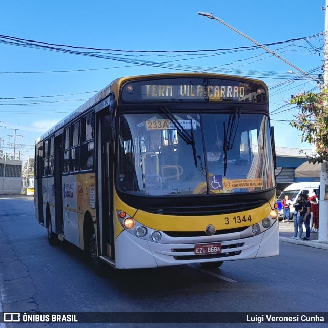 Viação Metrópole Paulista - Zona Leste 3 1344 na cidade de São Paulo, São Paulo, Brasil, por Luigi Veronesi Cunha. ID da foto: 10366280.