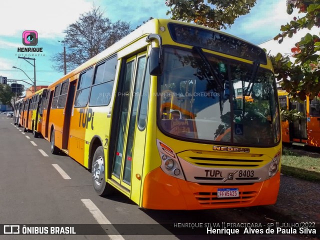 TUPi Transportes Urbanos Piracicaba 8403 na cidade de Piracicaba, São Paulo, Brasil, por Henrique Alves de Paula Silva. ID da foto: 10372021.