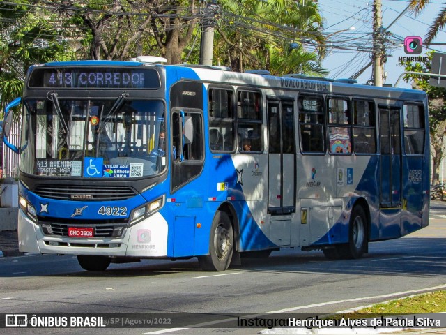 Onicamp Transporte Coletivo 4922 na cidade de Campinas, São Paulo, Brasil, por Henrique Alves de Paula Silva. ID da foto: 10374643.