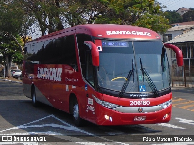 Viação Santa Cruz 206160 na cidade de Três Corações, Minas Gerais, Brasil, por Fábio Mateus Tibúrcio. ID da foto: 10376449.