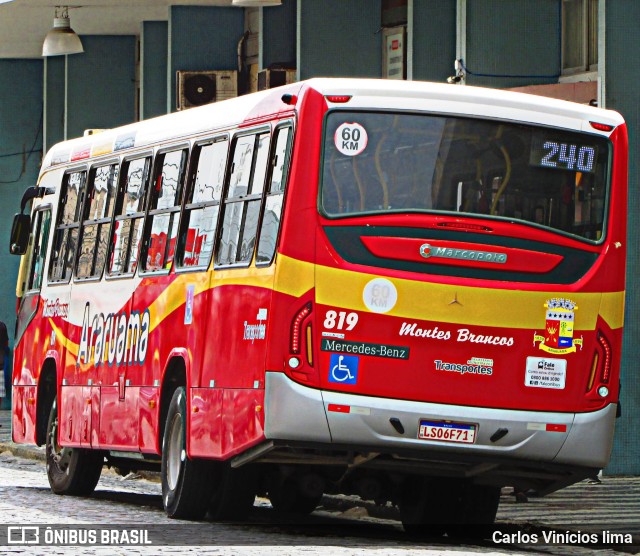 Viação Montes Brancos 819 na cidade de Araruama, Rio de Janeiro, Brasil, por Carlos Vinícios lima. ID da foto: 10377535.