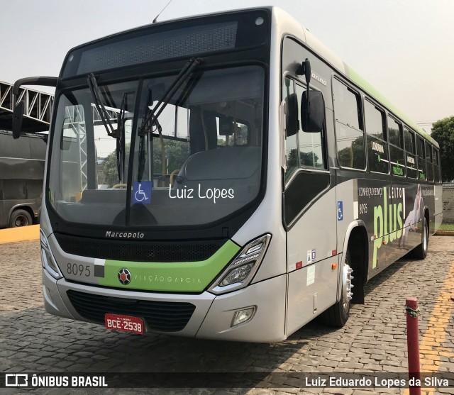 Viação Garcia 8095 na cidade de Londrina, Paraná, Brasil, por Luiz Eduardo Lopes da Silva. ID da foto: 10379963.