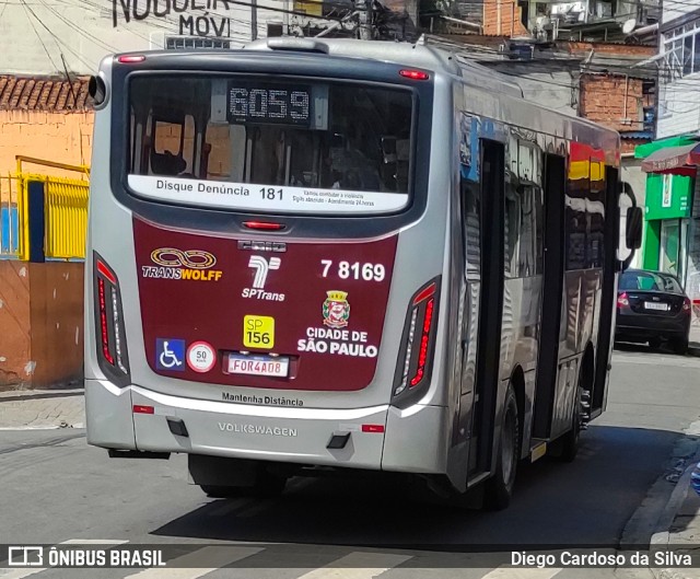 Transwolff Transportes e Turismo 7 8169 na cidade de São Paulo, São Paulo, Brasil, por Diego Cardoso da Silva. Número da foto: #10380179.