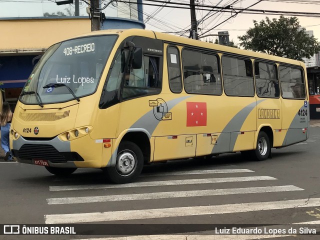 TCGL - Transportes Coletivos Grande Londrina 4124 na cidade de Londrina, Paraná, Brasil, por Luiz Eduardo Lopes da Silva. ID da foto: 10385131.