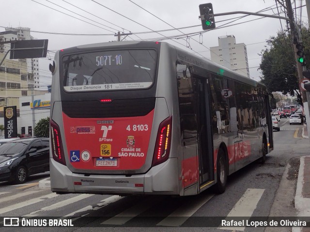 Express Transportes Urbanos Ltda 4 8103 na cidade de São Paulo, São Paulo, Brasil, por Rafael Lopes de Oliveira. ID da foto: 10383192.