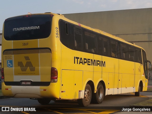 Viação Itapemirim 5869 na cidade de Rio de Janeiro, Rio de Janeiro, Brasil, por Jorge Gonçalves. Número da foto: #10383057.