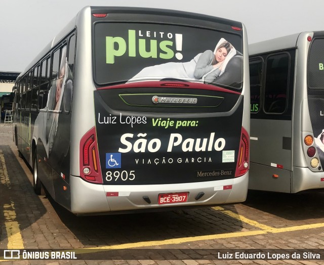 Viação Garcia 8905 na cidade de Londrina, Paraná, Brasil, por Luiz Eduardo Lopes da Silva. Número da foto: #10382619.