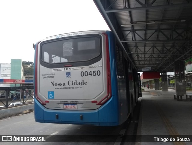 Viação Cidade de Caieiras 00450 na cidade de Franco da Rocha, São Paulo, Brasil, por Thiago de Souza. Número da foto: #10391455.