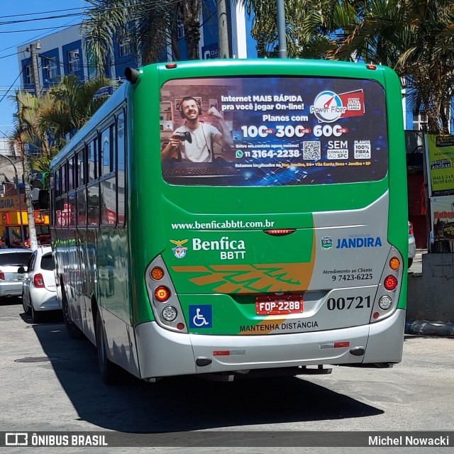 BBTT - Benfica Barueri Transporte e Turismo 00721 na cidade de Jandira, São Paulo, Brasil, por Michel Nowacki. ID da foto: 10397205.