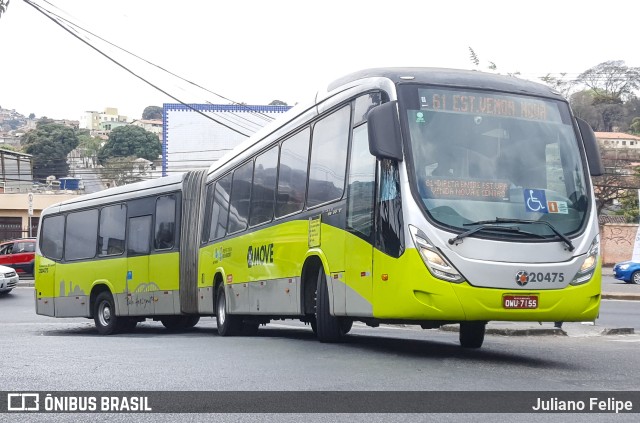 Milênio Transportes 20475 na cidade de Belo Horizonte, Minas Gerais, Brasil, por Juliano Felipe. ID da foto: 10394907.