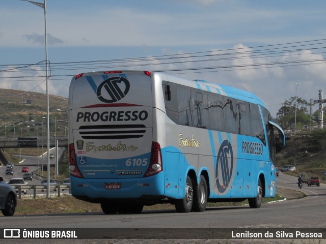 Auto Viação Progresso 6105 na cidade de Caruaru, Pernambuco, Brasil, por Lenilson da Silva Pessoa. ID da foto: 10338870.