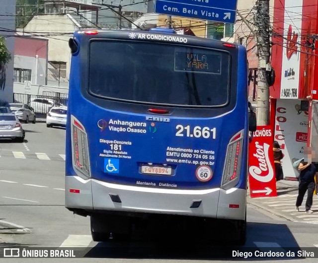 Viação Osasco 21.661 na cidade de Osasco, São Paulo, Brasil, por Diego Cardoso da Silva. ID da foto: 10400870.