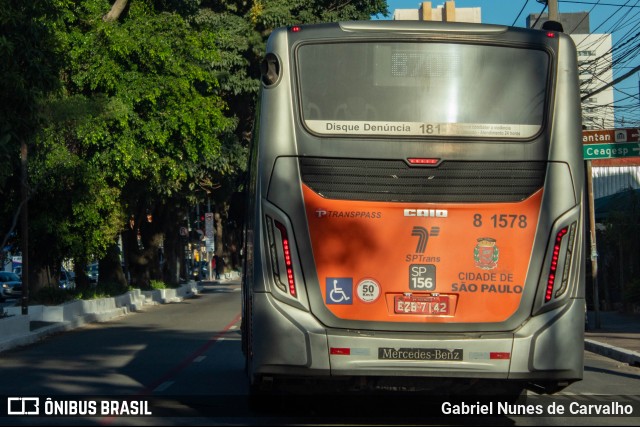 TRANSPPASS - Transporte de Passageiros 8 1578 na cidade de São Paulo, São Paulo, Brasil, por Gabriel Nunes de Carvalho. ID da foto: 10402540.