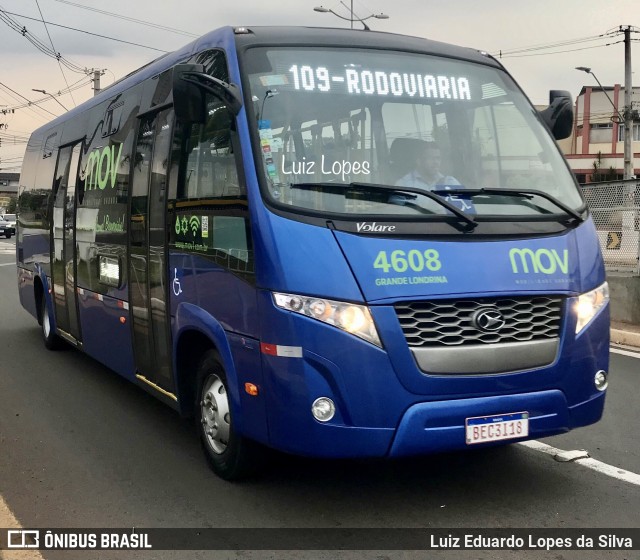 TCGL - Transportes Coletivos Grande Londrina 4608 na cidade de Londrina, Paraná, Brasil, por Luiz Eduardo Lopes da Silva. Número da foto: #10409264.