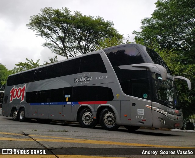 Auto Viação 1001 RJ 108.1138 na cidade de São Paulo, São Paulo, Brasil, por Andrey  Soares Vassão. ID da foto: 10416258.