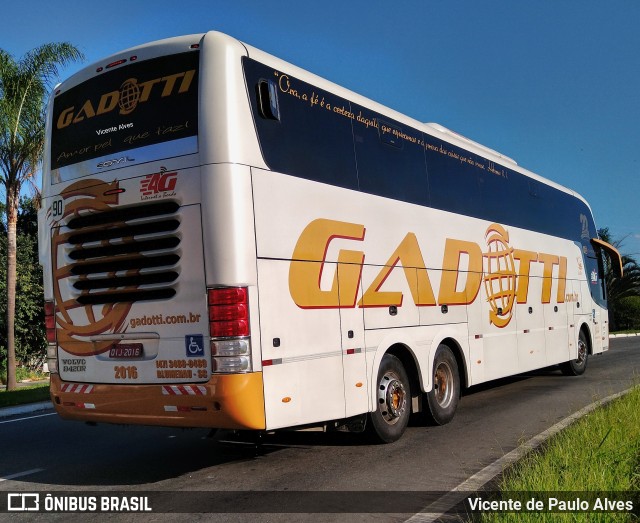 Auto Viação Gadotti 2016 na cidade de Aparecida, São Paulo, Brasil, por Vicente de Paulo Alves. ID da foto: 10414751.