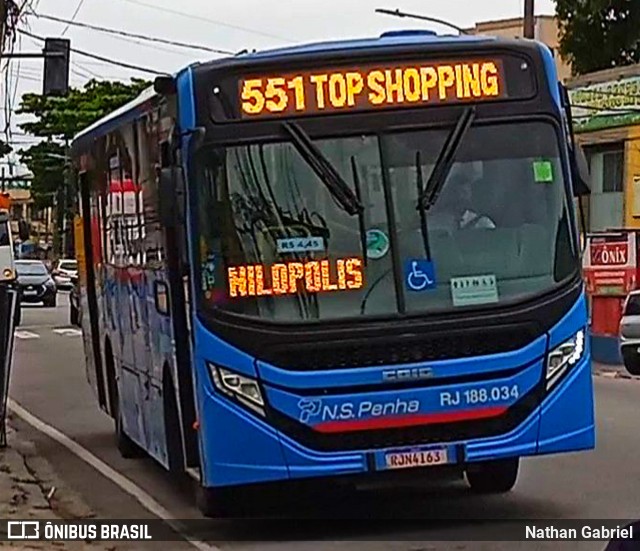 Viação Nossa Senhora da Penha RJ 188.034 na cidade de Rio de Janeiro, Rio de Janeiro, Brasil, por Nathan Gabriel. Número da foto: #10414910.