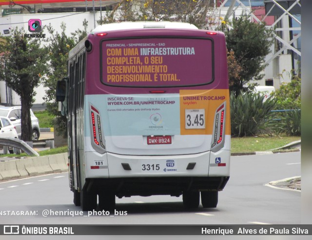 VB Transportes e Turismo 3315 na cidade de Campinas, São Paulo, Brasil, por Henrique Alves de Paula Silva. Número da foto: #10421873.