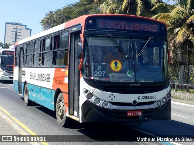 Viação Sul Fluminense RJ 202.006 na cidade de Volta Redonda, Rio de Janeiro, Brasil, por Matheus Martins da Silva. Número da foto: #10426104.