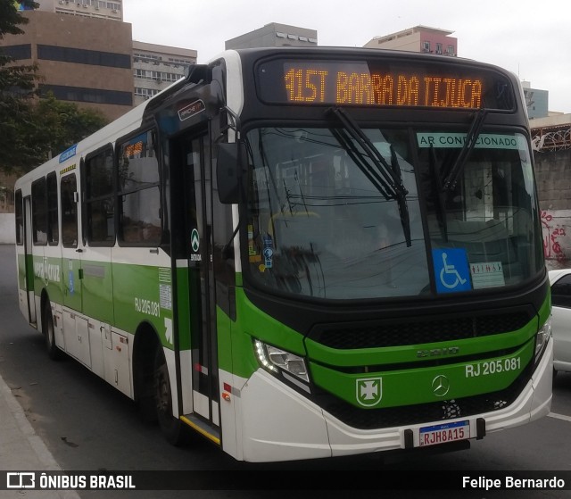 Viação Vera Cruz RJ 205.081 na cidade de Rio de Janeiro, Rio de Janeiro, Brasil, por Felipe Bernardo. Número da foto: #10428619.