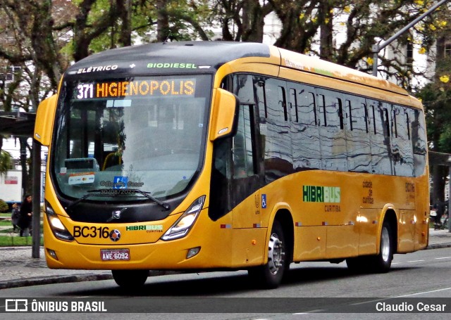 Transporte Coletivo Glória BC316 na cidade de Curitiba, Paraná, Brasil, por Claudio Cesar. Número da foto: #10341279.