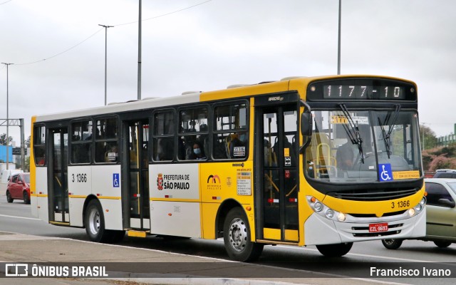 Viação Metrópole Paulista - Zona Leste 3 1366 na cidade de São Paulo, São Paulo, Brasil, por Francisco Ivano. Número da foto: #10342725.