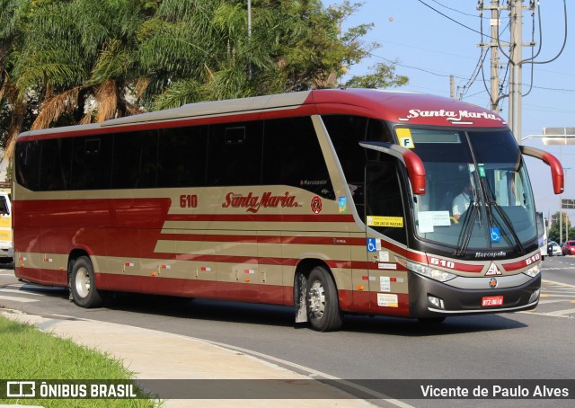 Santa Maria Fretamento e Turismo 610 na cidade de São Paulo, São Paulo, Brasil, por Vicente de Paulo Alves. ID da foto: 10350569.