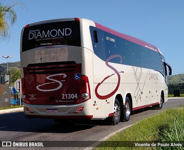 Viação Diamond Turismo 21304 na cidade de Aparecida, São Paulo, Brasil, por Vicente de Paulo Alves. ID da foto: 10352323.