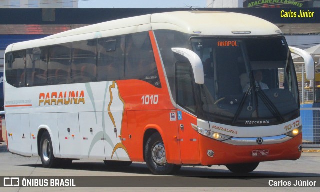 Viação Paraúna 1010 na cidade de Goiânia, Goiás, Brasil, por Carlos Júnior. ID da foto: 10357030.