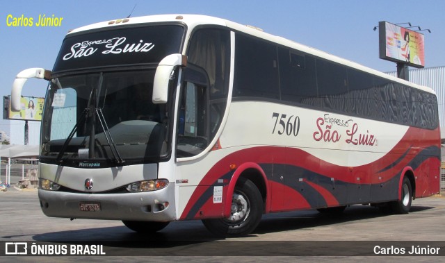 Expresso São Luiz 7560 na cidade de Goiânia, Goiás, Brasil, por Carlos Júnior. ID da foto: 10357639.