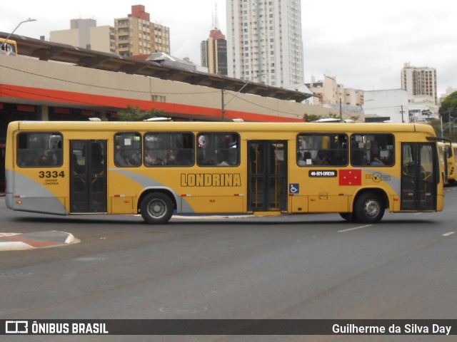 TCGL - Transportes Coletivos Grande Londrina 3334 na cidade de Londrina, Paraná, Brasil, por Guilherme da Silva Day. Número da foto: #10361158.