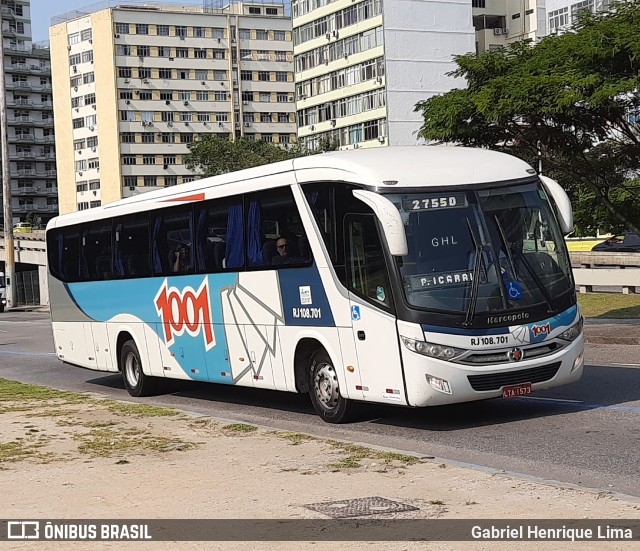 Auto Viação 1001 RJ 108.701 na cidade de Rio de Janeiro, Rio de Janeiro, Brasil, por Gabriel Henrique Lima. ID da foto: 10361346.