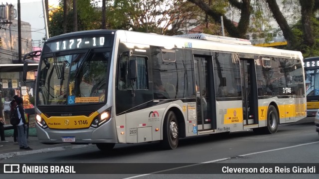 Viação Metrópole Paulista - Zona Leste 3 1746 na cidade de São Paulo, São Paulo, Brasil, por Cleverson dos Reis Giraldi. ID da foto: 10361659.